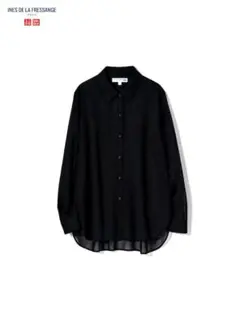 UNIQLO ユニクロ コットンシアーシャツ（長袖） BLACK 黒 Lサイズ