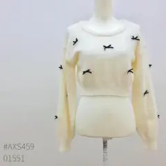 ＊完売品・タグ付き＊Heather シャギーモチーフニット リボン オフホワイト
