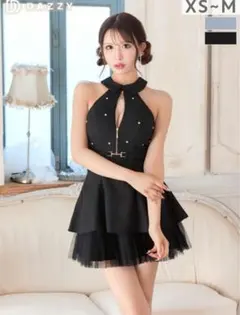 DAZZY ブラック ハイネックドレス XS-SM