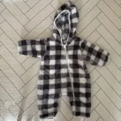 バースデイ tete a teteフリースアウター 70cm グレー チェック
