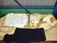 ◆中古品◆鹿革　レザー生地　 はぎれ　 3色セット