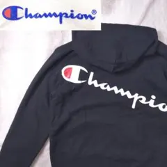 Champion　チャンピオン　黒　パーカー　背面ビッグロゴ　y2k　ストリート