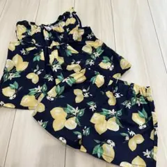 レモン柄トップス＆ハーフパンツセット