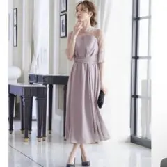 【niana】ビスチェ風ハイネックレース結婚式ワンピース 【低身長でも着れる】