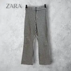 【ZARA ザラ】　ストレッチセミフレアパンツ　S ブラック　黒　通年のサムネイル