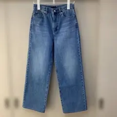UNIQLO ワイドストレートジーンズ　　 ブルー24インチ　股下68cm