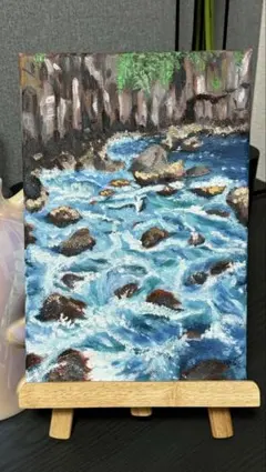 海辺の月光」 手描き 油絵 風景画 原画 肉筆 油彩画 印象派 - メルカリ