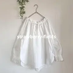 strawberry-fields 美品　コットンレースブラウススカラップ刺繍