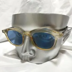 ブルーレンズ クリア べっ甲柄 サングラス ウェリントン ヴィンテージ スタイル