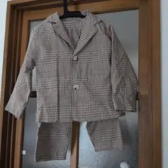 チェック柄 コットンスーツ 110cm
