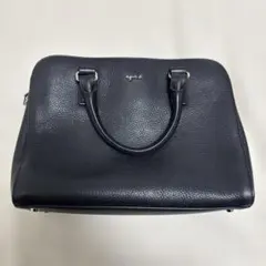 agnès b. ブラックレザーショルダーバッグ