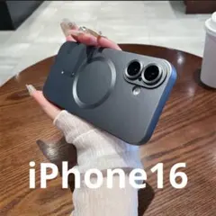 iPhone16スマホケース　MagSafeマグセーフ　レンズ保護　グレー