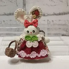 カントリー　ウサギのキーホルダー