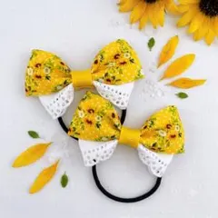 ハンドメイド　キッズリボン2個セット　夏　ひまわり