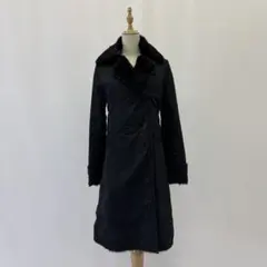 Theory セオリー 総ラビットファーライナー付 ナイロンコート 黒 2 豪華