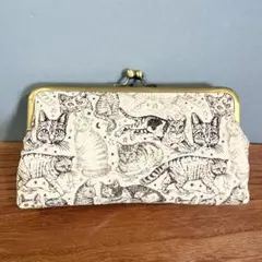猫柄 がま口ポーチ ハンドメイド 小物入れ　ペンケースのサムネイル