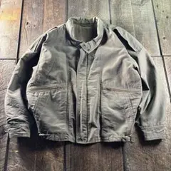 古着　短丈ボンバージャケット　太アーム　オリーブグリーン　カーキ　L 中綿入り.