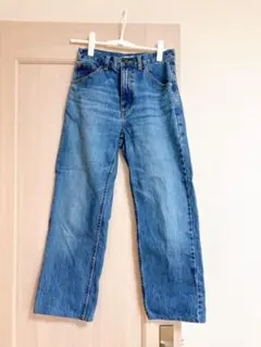 ハイウエスト ストレートデニムパンツ ライトブルー