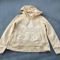 【美品】adidas トレフォイルロゴ プルオーバーパーカー ベージュ　Mのサムネイル