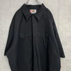 ディッキーズ　ワークシャツ　ブラック　無地　ビックサイズ　半袖　4XL