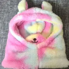 クマ耳付きフリースフード　ネックウォーマー