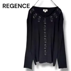リージェンス　ビジュー装飾ニット　ウール混　カーディガン　ブラック　Ｌ相当　40