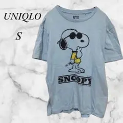 ユニクロ　スヌーピー　半袖Tシャツ　S　ライトブルー　水色