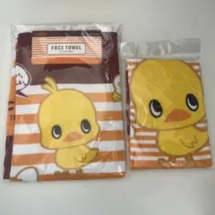 チキンラーメン　ひよこちゃんフェイスタオル&ウォッシュタオル2枚セット