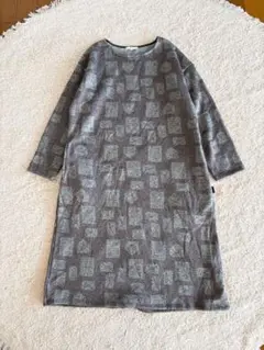 keitto 天竺素材お手紙柄プリントワンピース 裏起毛 ノースオブジェクト L