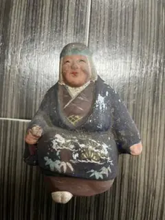 銅製の禅語と木製の翁の置物 銅製の禅語と木製の翁の置物