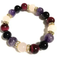 ローズクォーツ ピンクタイガーアイ アメジスト パワーストーン ブレスレット