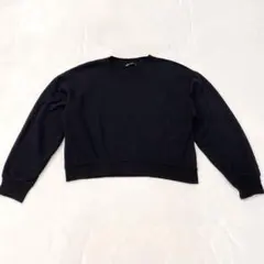 ZARA　クロップドスウェット　トレーナー　ブラック　シンプル　裏起毛　M