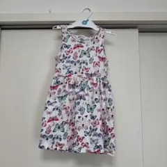 H&M 蝶柄 ノースリーブワンピース 98/104