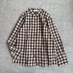 【Golden Bear】ブロックチェック　バックギャザーブラウス