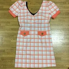 TIKA☆オレンジ　チェック柄　ドレス
