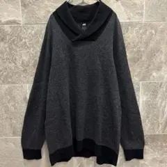 H&M ニット セーター ショールカラー XL グレーゆったり メンズ 1489