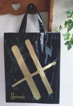 Harrods 光沢トートバッグ 黒