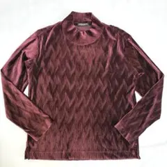 HIDEAWAYS ワインレッド 長袖ハイネックデザイン赤紫ベロア