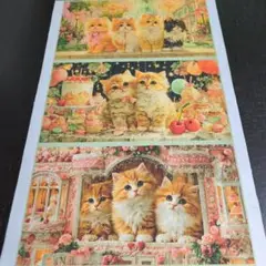 ③未使用　可愛い猫ちゃんパネル生地3枚です。