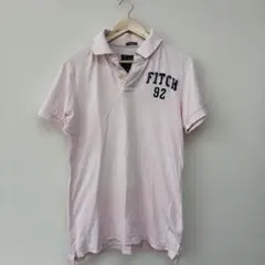 ABERCROMBIE&FITCH デニム ロゴ アップリケ ポロシャツ　L