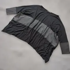 a1661 REPLAY ブラック 7分袖 Tシャツ 牛革 レザー