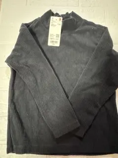 新品！UNIQLO リブフリースハイネックTシャツ　120 ブラック