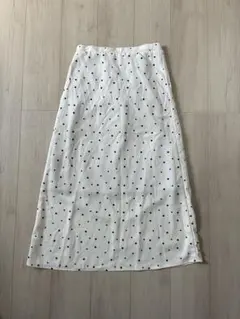 ドット柄 ロングスカート ホワイト Lサイズのサムネイル