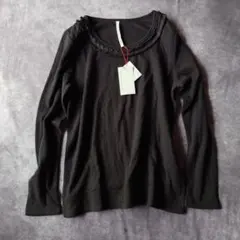【タグ付き】SUNAOKUWAHARA 　フリルカットソー　M　黒のサムネイル