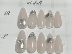 韓国ワンホン ちゅるん 埋めつくしフレンチネイル ガーリー スナ系 ネイルチップ