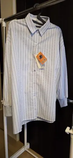 新品しまむら　MAYOストライプシャツ青