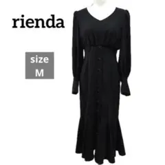 rienda ボリュームスリーブマーメイドロングワンピース Mサイズ ブラック