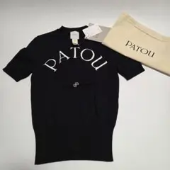 PATOU パトゥ 25SS ロゴジャガード クルーネック 半袖ニット ブラック 
