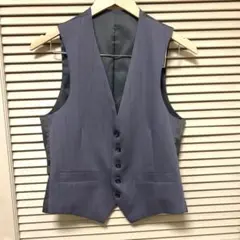 グレー ストライプ スーツベスト　5
