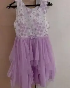 130cm、薄パープルドレス ワンピース